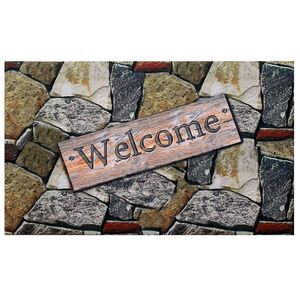 Outdoor Indoor Non Skid Rubber Mat, 18" L x 30" W, Rectangle, Quarry Stones